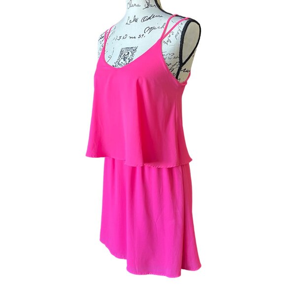 Gianni Bini GB Hot Pink Strappy Back Sleeveless Tiered Dress Size XS - Picture 2 of 5